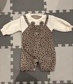 ベージュヒョウ柄ロンパース 60-70cm