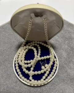 パール風ロングネックレス　イヤリングセット