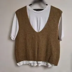 ZARA ニットベスト＆Tシャツ アンサンブルのサムネイル