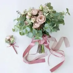 アーティフィシャルフラワー　クラッチブーケ　ベージュピンク