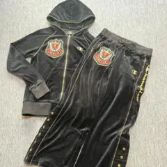 DRESS CAMP champion ブラック ベロアスウェットセットアップ