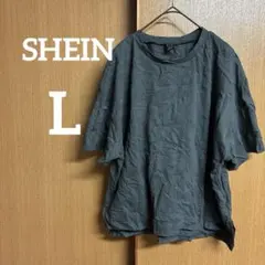 SHEIN【L】グリーン 半袖 Tシャツ シンプル カジュアル ゆったり 春夏