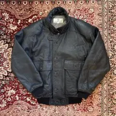 SP古着　A-2レザーショートフライトジャケット　本革　モード　黒　ブラック　秋