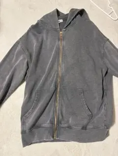 グレー ジッパー付き スウェットパーカー