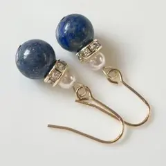 【再販】560天然石ラピスラズリx パールピアス　イヤリング　ハンドメイド