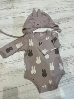 petit main ミッフィロンパース 70 帽子付き