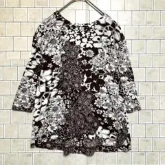 MARY LESTER 花柄五分袖　Tシャツ　派手 フラワープリントM