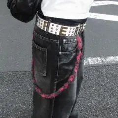 ★一点モノ★ チェック柄 ウォレットチェーン グリーン ／y2k パンク