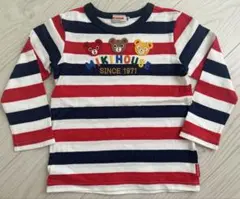 ミキハウス　長袖Tシャツ　ロゴ　ボーダー　サイズ100
