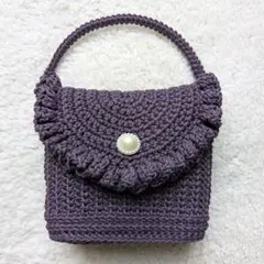 ミニポーチ　マクラメヤーン　かぎ針編み