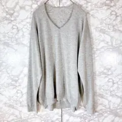 【イッツインターナショナル】ニットセーター（グレー）　F Ｖネック全体的にラメ