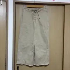 GU ベージュ ロングスカート XLサイズ 編み上げ スリット ウエストゴム
