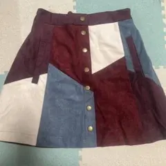 d.【NICE CLAUP】パッチワーク台形ミニスカート