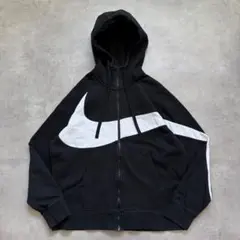NIKE ナイキ ジップパーカー 古着 ビッグスウッシュ XL 黒 19590