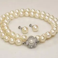 テリ強✨あこや パール ネックレス ピアス 本真珠 ホワイト系 SILVER