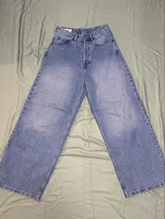 薄い青色 ワイドレッグデニムパンツ 34