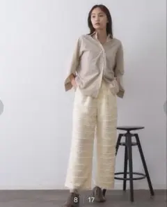 フリンジボーダージャカードワイドパンツのサムネイル