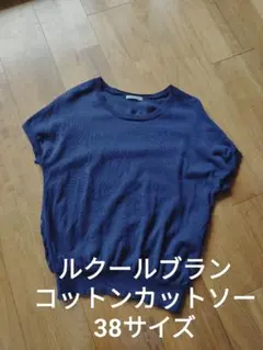 ルクールブラン バックレース 透け感 半袖 コットン カットソー ネイビー 38のサムネイル