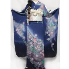 ◇振袖単品161.5cm◇ヴィンテージ正絹水色成人式前撮り辻が花柄撮影