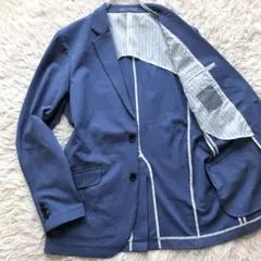 【現行 極美品 L】 ティノラス　テーラードジャケット　ブルー　ストレッチ