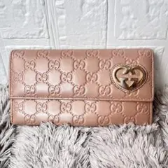 GUCCI GGキャンバス ラブリーハート 長財布 Wホック ピンク - メルカリ