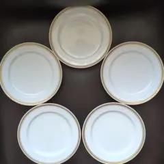 ま*ん様 Noritake ホワイト皿 5枚セット ゴールド縁取り