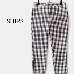 極美品✨シップスSHIPSギンガムチェック柄クロップドパンツ茶色ブラウン　日本製