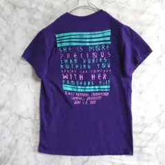 114　GILDAN　半袖Ｔシャツ　S　青紫　バックプリント　US古着