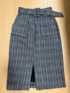 千鳥格子柄 タイトスカート ベルト付きのサムネイル