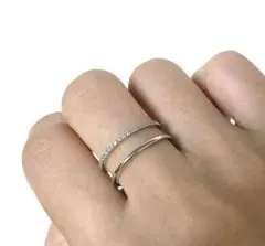 ete プラチナ　ダイヤモンド　パーティクル ダブルライン リング11号 ete プラチナ ダイヤモンド パーティクル ダブルライン リング11号