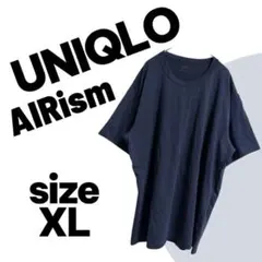ユニクロ▶Tシャツ XL 紺 エアリズム メンズ 半袖 シンプル