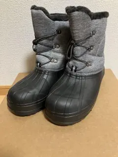 グレー スノーブーツ ファー付き