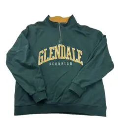 GLENDALE ハーフジップスウェット グリーン L 古着