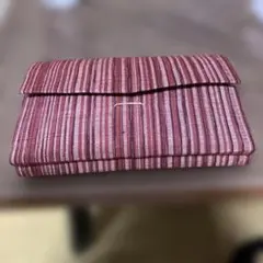 【美品】和装バッグ クラッチバッグ 縞模様 赤茶系 和装小物 数寄屋袋