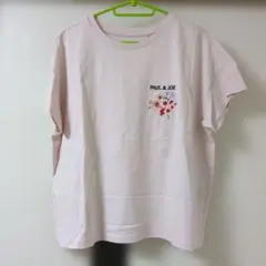 ユニクロ PAUL & JOE 半袖Tシャツ ピンク 花柄刺繍
