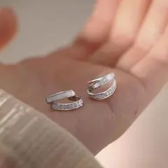 No72 半円CZダイヤ 高級感［シルバー］SV925 金属アレルギー対応