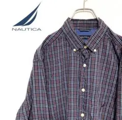 ノーティカ nautica アメリカ古着 長袖チェックシャツメンズ