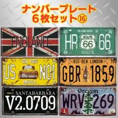 ⑯ナンバープレート ディスプレイ 飲食店 USA風 ガレージ 置物 バー 6枚組