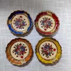 コースター4枚セット アクセサリー入れ 小物入れ 花柄 アンティーク レトロ