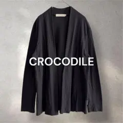 1305 CROCODILE カーディガン 黒 M 長袖 羽織り 綿100%