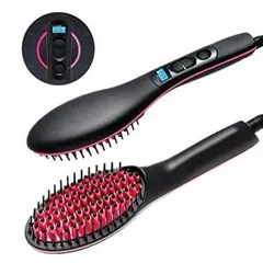 ストレート ヘアアイロン ブラシ 電熱ブラシ マイナスイオン 80-220℃