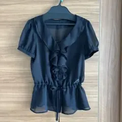 M-PREMIER 黒 半袖シアーブラウスのサムネイル
