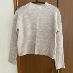 リブニット 長袖セーター ライトグレー