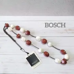 BOSCH /ビーズロングネックレス/ ブラウン&ホワイト/タグ付きのサムネイル