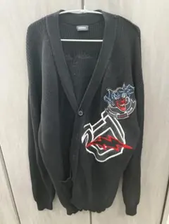 DIESEL刺繍入りブラックカーディガン