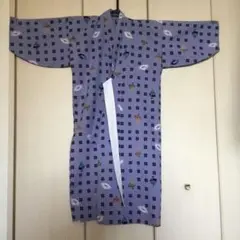 キッズ用 浴衣 紫色 船と葉のデザイン