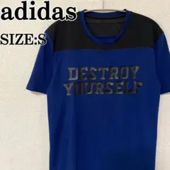adidas プリントTシャツ 半袖 DESTROY YOURSELF 紺色 S