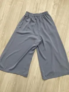 ブルーグレー ワイドパンツ ゴムウエスト