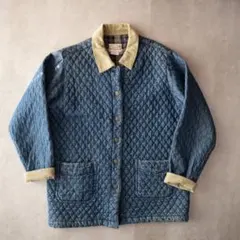 90s インド製ヴィンテージキルティングジャケット　コーデュロイ襟