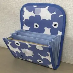 水色　北欧風花柄　スカイブルー母子手帳ケース、通帳ケース、お薬手帳、カードケース